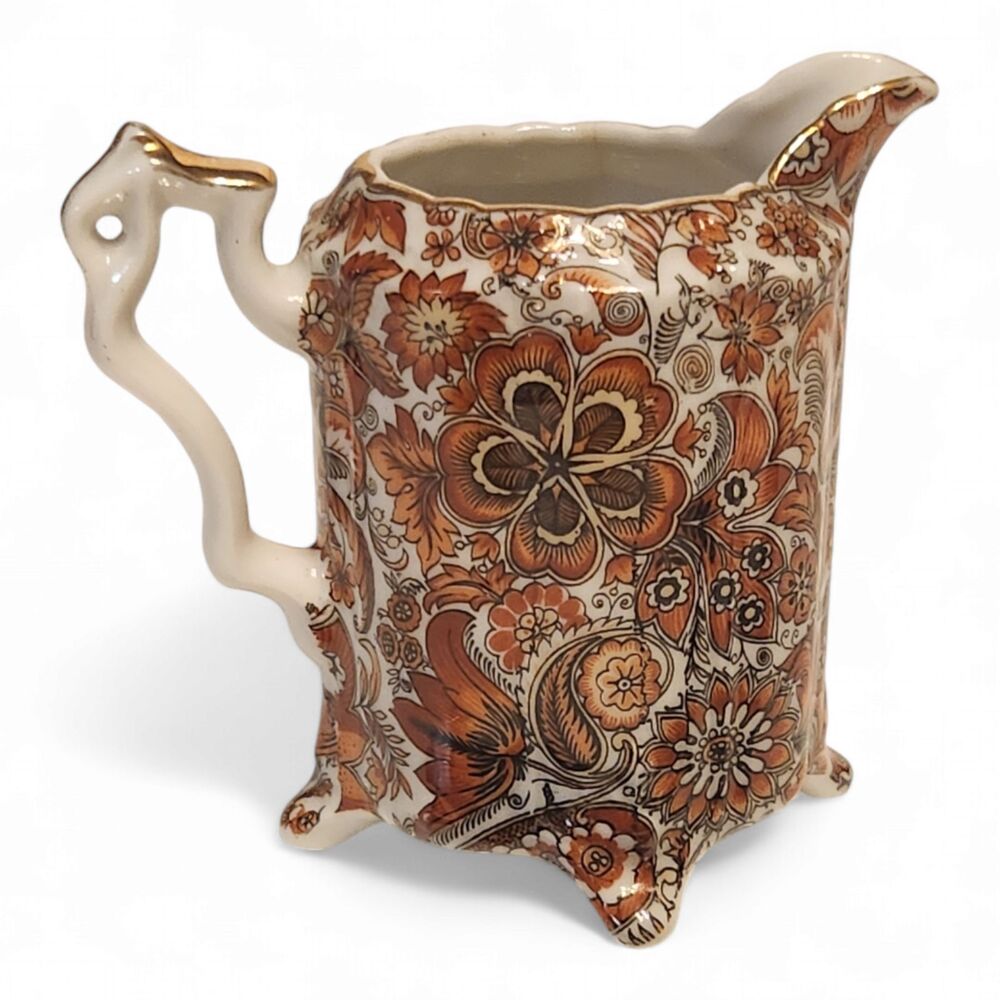 Vintage Arnart Royal Paisley Orange Floral Creamer | Small Pitcher | Marked 1709